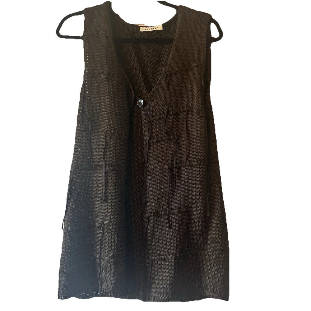 Portara Dark Brown‎ Boho Artsy Vest Women Approx Medium
